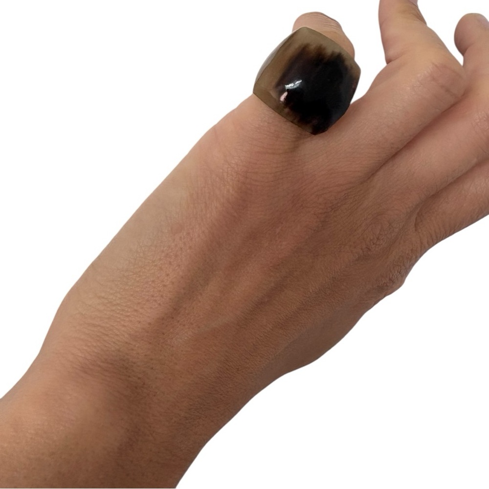 Chunky Resin Statement Ring - Brown Tortoiseshell… - image 6